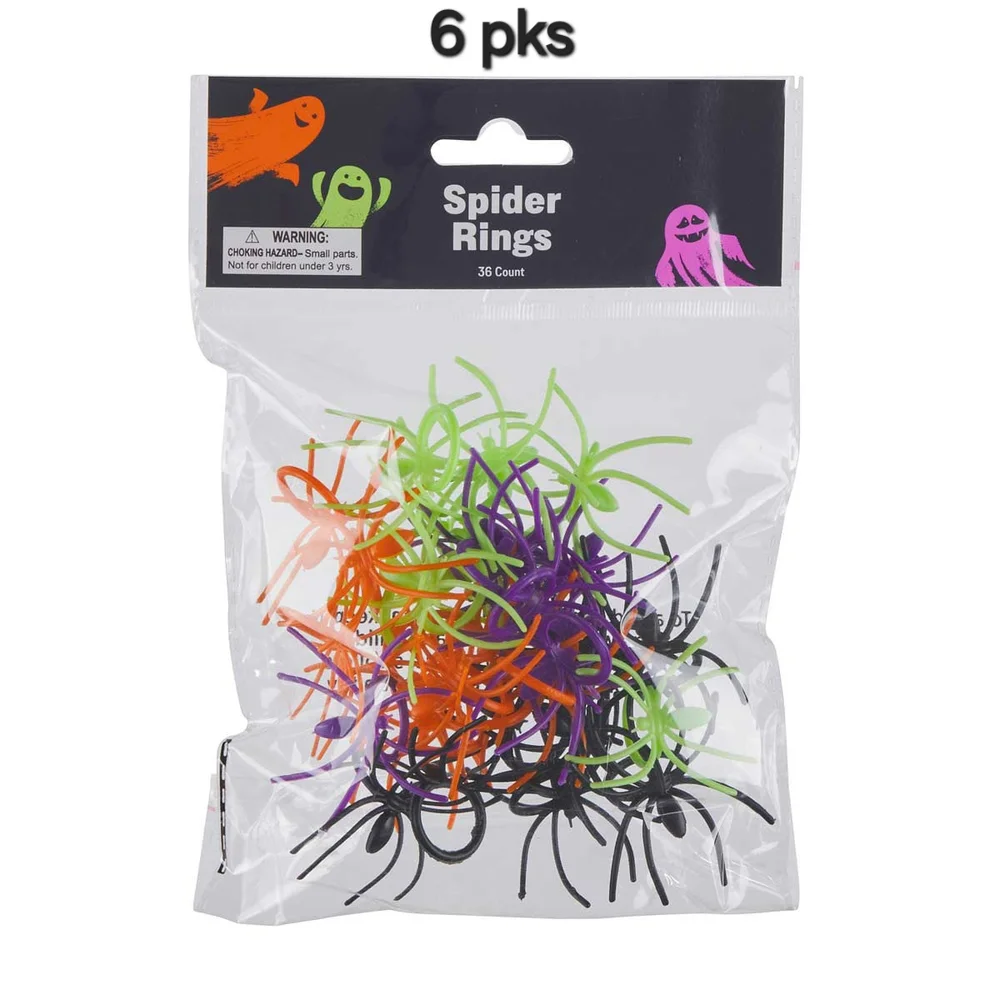Spider Rings Party Pack - Green, Orange, Purple, Black